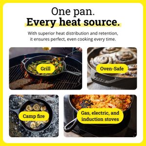 Lodge Cast Iron Skillet 26cm – Pre-Seasoned Frying Pan, Oven & Grill Safe