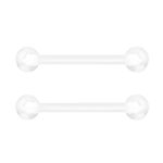 Forbidden Body Jewelry Clear Piercings, Clear Piercings for Work, 14G -16G Hospital Grade PTFE Flexible Piercing Retainers for Pregnancy, MRI, Surgery & More, Sold as Pair, Acrylic,Metal