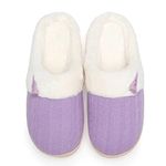 NineCiFun Women's Slip on Fuzzy Slippers Memory Foam House Slippers Outdoor Indoor Warm Plush Bedroom Shoes Scuff with Fur Lining size 7-8 purple