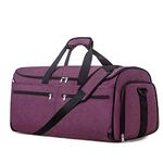 Carry on Garment Bag for Business Travel, Bukere Convertible Travel Duffel Bag with Shoe Compartment, Detachable Shoulder Strap, 2 in 1 Weekender Suit Bag for Men Women, Purple,