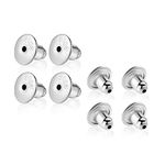 KINBOM 8pcs Bullet Locking Earring Backs, 925 Sterling Silver Earring Backings Hypoallergenic Earring Stoppers for Studs Earring Hooks (18K White Gold)