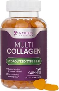 Collagen Gummies Types 1 and 3 10,000 mcg - Hair, Skin, and Nails Chewable Gummy Vitamins for Women and Men - No Gelatin, Non-GMO - Supports Aging Skin - Tropical Flavor - 120 Gummies