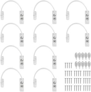 Kamtop 10 PCS Window Restrictor Locks, Lockable Window Door Locks with Keys, Childproof Casement Window Lock Anti Theft Window Guards for Children Safety Security Restrictor Cable Wire Catch