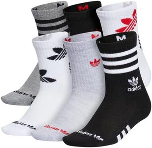 adidas Originals Kids-Boy's/Girl's Mixed Graphic Cushioned Crew Socks (6-Pair), White/Black/Better Scarlet, Medium