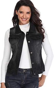 MISS MOLY Women's Denim Classic Vest Cotton Black Medium