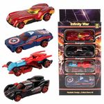 Sky Tech® Mini Metal Car for Kids, Avenger Car Pack of 4 Mini Racers Series Diecast Cars Suitable for Children, Movie Vehicle Racing Cars for Competition and Story Play - Multicolor