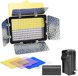 LS LIMO STUDIO LIMOSTUDIO Dimmable LED Barn Door Continuous Flood Light Kit with Battery, Charger, and 4-Colored Filters for Photo Video Studio, AGG3091