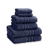 Catherine Lansfield Zero Twist Soft & Absorbent Cotton 6 Piece Towel Set Navy Blue