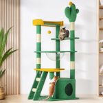 Alopet 144cm Cat Tree with Ladder and Cat Scratching Post, Cat Tower Cat Condo Green