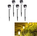 EZONEDEAL Solar Lights Outdoor Garden Led Light, Outdoor Landscape Lights Stainless Steel for Pathway,Lawn, Patio, Yard,Path,Walkway Decoraiton (5PCS - Warm White)