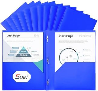 SUIN Plastic Project-Folders with 2 Pockets & 3 Prong, Bulk Pack Project File-Folder for US Letter Size Papers, Ideal for School & Office, Assorted Pastel Colors (Blue)