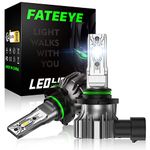 FATEEYE Hir2 9012 LED Headlight Bulbs, 12V 50W 10000Lumens 6500K Xenon White Hir2 9012 LED Auto Car Headlight Conversion Kit, 360 Degree Adjustable Beam Lamps, IP68 Waterproof, Pack of 2