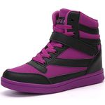 UBFEN Women's Shoes Hidden Wedges 5.5cm Fashion Sneakers Ankle Boots Bootie Platform Heel High Top Casual Sport 9 US / 40 EU B Black Purple