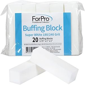 ForPro Professional Collection Buffing Block, Super White, 180/240 Grit, Four-Sided Manicure and Pedicure Nail Buffer, 3.75" L x 1" W x 1" H, 20-Count