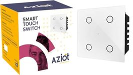 AZIOT SMART MODULAR 4 GANG TOUCH SWITCH (6 amps each) - GLASS (Not Acrylic): Elevate Your Home with Effortless Control (Fits in Anchor Roma Classic and similar plates) Home Automation