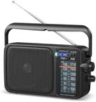 AM FM Radio with Best Reception,Bluetooth Portable AM FM Transistor,Battery Operated Radio or AC Power,Large Dial,Headphone Jack, Gifts for Seniors Elderly