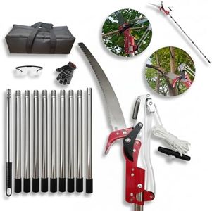 WHLZYEVA 13.6FT Extendable Pole Saw & Pruner Shear Combo – 2-in-1 Manual High Branch Tree Trimmer for Tree Pruning, Shrubs & Hedges