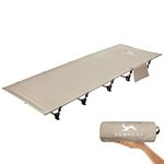 FreiZelt Camping Cot Folding Bed Lightweight Aluminum Poles Compact Portable Camp Bed Easy to Build Resilient Camping Bed for Tents - Khaki