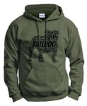 English Bulldog Word Art Dog Puppy Owner Gift Hoodie Sweatshirt, Military Green, X-Large