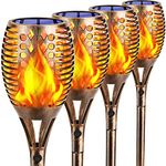 TomCare Solar Lights Upgraded, 43" Waterproof Flickering Flames 96 LED Torches Lights Outdoor Solar Landscape Decoration Lighting Dusk to Dawn Auto On/Off Pathway Lights for Garden Patio Bronze (4)