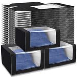 DoubleFill 50 Pcs Display Black Gift Boxes with Window Clear for Baseball Caps 7.6" x 7.6" x 4.7" Paper Hat Organizer Box Packing Fold Hat Storage Hat Display Case Hat Holder