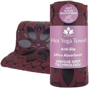 Clever Yoga Non-Slip Hot Yoga Towel – Non-Slip Grip for Hot Yoga, Sweat Absorbent, Honeycomb Silicone Grip, Stays Flat – Ideal for Pilates, Travel, Washable & Lightweight - Burgundy