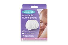 Lansinoh Washable Nursing Pads, Teardrop contoured Bamboo viscose pad, Reusable breast pads for every day and night use for Breastfeeding Mums, (Pack of 4)