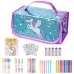 nasominako Washable Scented Markers Set for Kids, Unicorn Coloring Art Supplies Set for Kids Ages 4-8,Bithday Gifts for 4-8 Year Old girls,Unicorn Pencil Case,Great Gifts 56 PCS