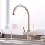 Oatmeal 3 Way Kitchen Tap, Water Filter Tap, Reverse Osmosis Double Outlet 360 Degree Swivel Spout, Kitchen Mixer Filter Tap for Under Sink