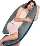 MY ARMOR Full Body Pregnancy Pillow J Shape for Pregnant Women, Maternity Pillow Gift for Pregnancy Sleeping, Premium Velvet Cover with Zip, Grey + Navy Blue