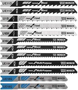 BOSCH U12BC 12-Piece U-Shank Jigsaw Blade Assorted Set Ideal for Thin-Metal Cutting and Wood Applications