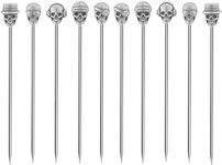 YES Time Skull Cocktail Picks Martini Picks Reusable Olive Picks Garnish Skewer Fruit Toothpicks Pack of 10 (Antique Silver)