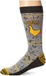 K. Bell Mens Funny Jokes & Wordplay Crew - 1 Pairs Cool Fun Pop Culture Gifts Casual Sock, Chicken Butt (Charcoal Heather), 6.5-12 US