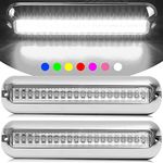 HUSUKU SOOP3 PRO 6.7 inch 2000LM 60LED Waterproof 316 Stainless Steel Trim Ring Boat High-Intensity LED Underwater Light Clear Lens Pontoon Marine/Boat Transom (White)