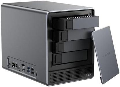 ACEMAGIC NAS N3A 4-Bay Desktop Network Attached Storage Home & Office Backup Hub,Protect Data, Up to 136TB NAS 4×HDD+2×M.2 Slots, Dual 2.5G+1G LAN, 8GB DDR4,128GB PCIe3.0 SSD, Diskless