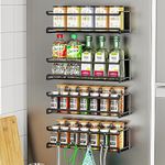 Bunoxea Spice Rack Magnetic for Refrigerator, 4 Pack Magnetic Spice Shelf, Moveable Fridge Organizer with 4 Removable Hooks, Magnetic Fridge Organizer,Seasoning Organizer for Kitchen