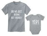 Did We Just Become Bestfriends? Big Brother Sister Little Bro Sis Matching Sibling Kids Shirt & Baby Bodysuit Set Gray 2T / Baby Gray NB (0-3M)