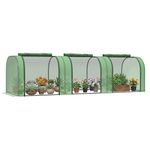 Outsunny 9.7' x 3' x 2.6' PE Mini Tunnel Greenhouse Garden Green Grow Shed Portable Plant Flower Warm House Steel Frame Zipped Doors, Dark Green