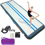 HIJOFUN Premium Air Tumble Track 20ftx3.3ftx8in Gymnastics Tumbling Mat Inflatable Tumble Track with 650W Electric Air Pump for Home Kids,Gym,Yoga,Training,Cheerleading,Outdoor,Beach,Park Blue Black