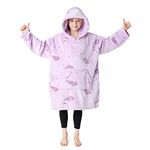 CityComfort Girls Oversized Blanket Hoodie Kids Fleece Fluffy Hoodies (Purple Unicorn)