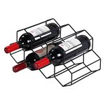 HYDDNice 7 Bottles Metal Wine Rack, Double Layer Wine Rack Countertop, Freestanding Bottle Holder Simple and Stylish Design (Black)