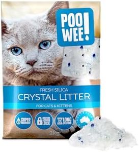 POOWEE! Fresh Crystal Cat & Kitten Litter, 2kg, Long Lasting, Non-Toxic and Low Odour Formula, Highly Absorbent Silica Crystals to Lock in Moisture & Odour, Reduced Litter Tracking, Unscented