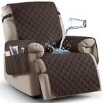 Ruaozz 100% Waterproof Recliner Chair Cover Non-Slip Reclining Cover for Recliner Chair Washable Chair Seat Cover with Elastic Straps for Kids, Dogs, Pets (Chocolate, 1 Seater 23'')
