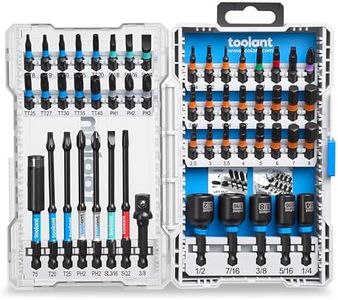 toolant Impact Driver Bit Set,52-Piece S2 Steel Screwdriver Bit Set,Hex,Torx,Phillips,Slotted,Square Bits and Nut Driver with Case