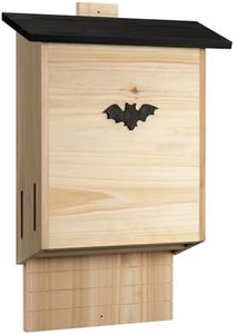 Navaris Casetta per Pipistrelli da Esterno - Bat Box con Piattaforma Lunga - Rifugio Spazioso con Disegno di Pipistrello - Casa in Legno di Pino Naturale con Tetto Nero