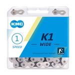 KMC Bike Chain K1, Heavy Duty BMX Chain, Unbeatable Strength & Great Looks, Single Speed Chain with Dynamic Configured Plates, High-Load Bicycle Chain, Track Bike Chain, 1/2" X 1/8" - 100 Links