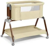 TotRun Baby Bassinet Sleeping Crib - Cozy and Safe Sleep Environment for Newborns | Securely Attaches to Bedside for Easy Nursing | Unique Design to Meet Parent and Baby Needs (Beige)