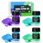 Edible Glitter - 4 Colours Luster Dust Edible Glimmer Powder for Sparkling Drinks, Foods, Wine, Beverage, Cake - Food Grade Shimmer Dust Powder for Baking, Cocktails, Cupcakes Decoration - 5g Bottles