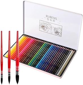 rubens Watercolor Pencils Set, 36 Counts Soft Core Colored Pencils with 3 Pcs Professional Soft Synthetic Squirrel Paint Brushes