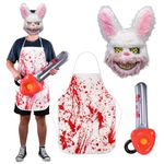 Dearlan 3 Pcs Serial Killer Costume Bloody Killer Bunny Scary Mask Halloween Creepy Mask for Women Men Halloween Masquerade Prop